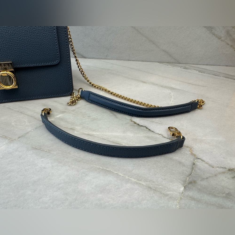 Polene Numero Sept Mini Handbag in Rare Blue Textured Leather - Picture 13 of 13